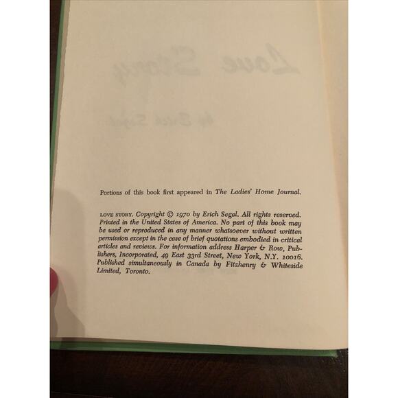 Love Story-Erich Segal First/1st Book Club Edition-HC 1st Book!-RARE! - Picture 4 of 7